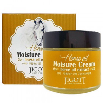 Jigott Horse Oil Moisture Cream/ Увлажняющий крем для лица с экстрактом лошадиного масла 70мл - Магазин японской и корейской косметики, бытовой химии - Мандарин